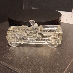 Vintage J.H. Millstein Co. Willys Jeep glass candy container